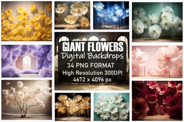 Giant Flowers Fine Art Backdrops Bundle – Bộ phông nền nghệ thuật hoa khổng lồ chất lượng (png/jpg) E35D18