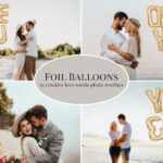 Golden Foil Balloons Photo Overlays (PNG, JPG) OV47G99