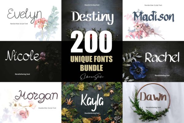 Eldamar Studio - 200 Unique Fonts Bundle - Bộ Sưu Tập 200 Phông Chữ Độc Đáo