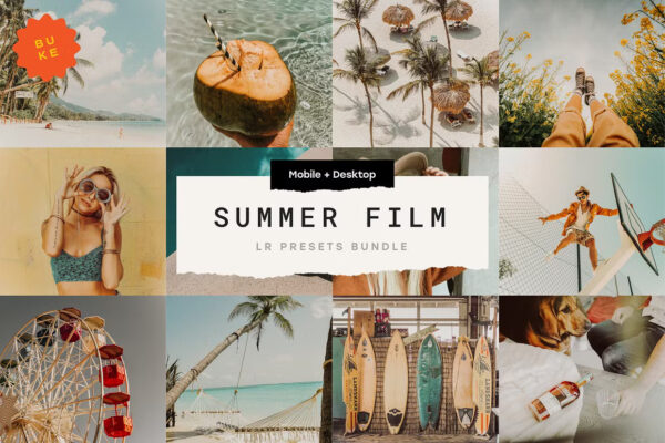 Creative Market - 15 Summer Film Lr Presets Bundle (Desktop & Mobile) – Gói Preset Màu Film VSCO Chỉnh Sửa Ảnh Mùa Hè Chuyên Nghiệp (lr, xmp/acr, dng) A84X03