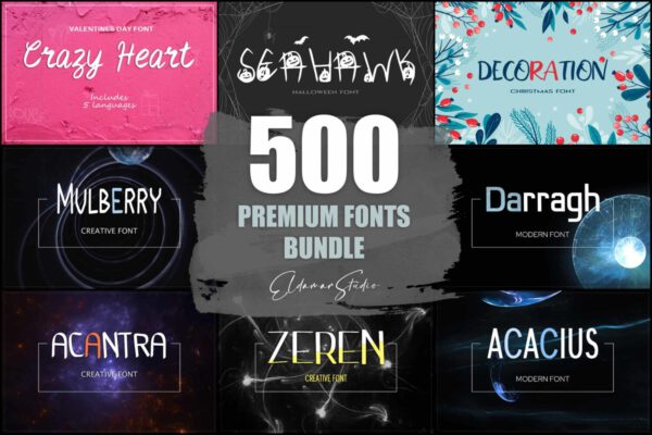 Eldamar Studio - 500 Premium Fonts Bundle – Bộ Sưu Tập 500 Phông Chữ Độc Đáo Dành Cho Thiết Kế A90O79