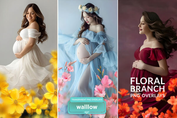 30 Spring Floral Branches Transparent PNG Overlays — Gói 30 lớp phủ ảnh hoa được vẽ bằng PNG trong suốt (png) L105X85