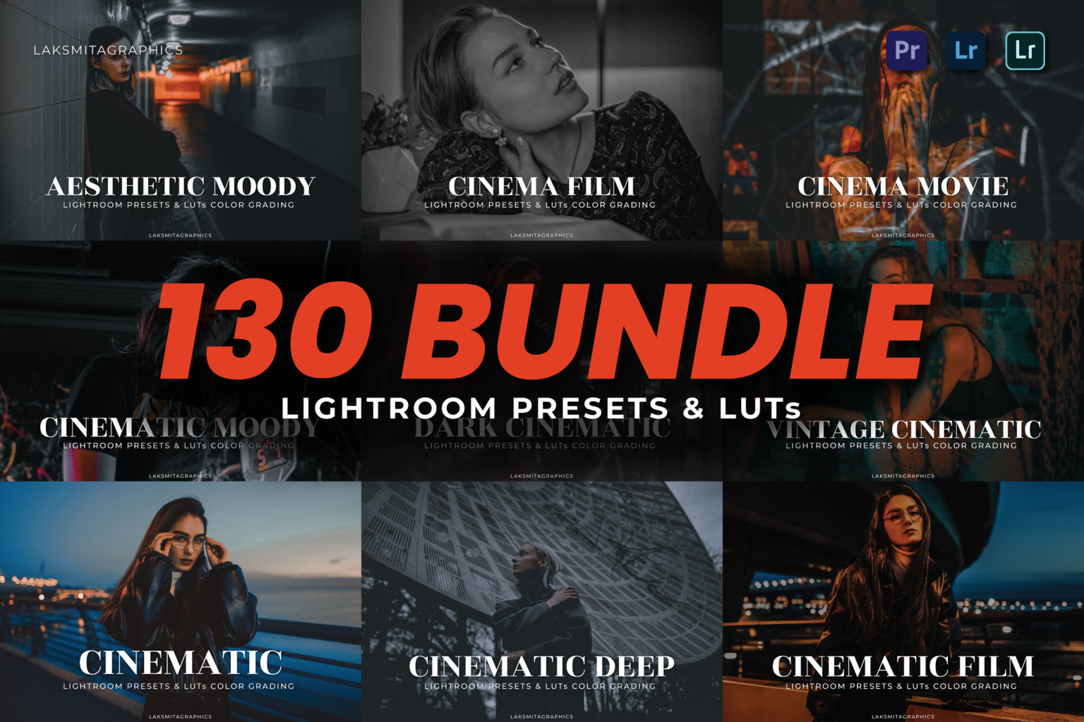130 bundle lightroom presets luts goi 130 preset va luts cine vintage moody va film day an tuong