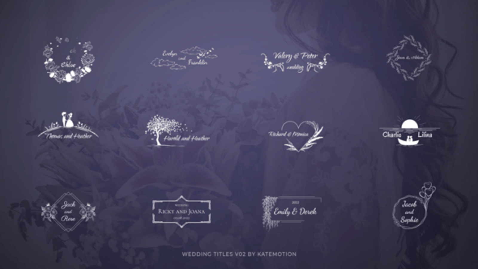 Wedding Titles V2 Part 1 Final Cut Pro — Mẫu Final Cut Pro độc đáo này với 12 hiệu ứng động thanh lịch dành cho chuyện tình yêu video cưới T111V28